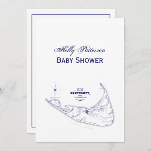 Nantucket Island MA  Map Navy Blue Kaart