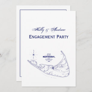 Nantucket Island MA  Map Navy Blue Kaart