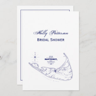 Nantucket Island MA  Map Navy Blue Kaart