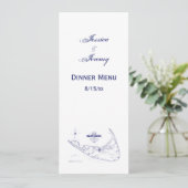 Nantucket Island MA Map Navy Blue Kaart (Staand voorkant)