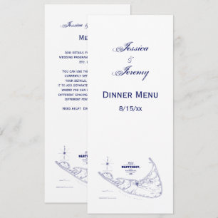 Nantucket Island MA Map Navy Blue Kaart