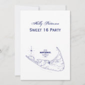 Nantucket Island MA  Map Navy Blue Kaart (Voorkant)