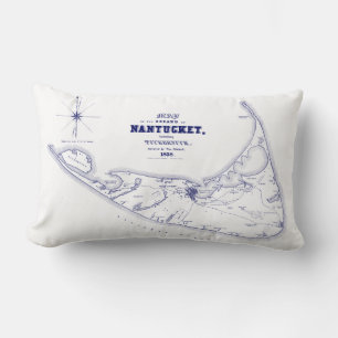 Nantucket Island MA Map Navy Blue Kussen