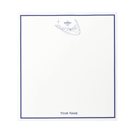 Nantucket Island MA Map Navy Blue Notitieblok (Voorkant)