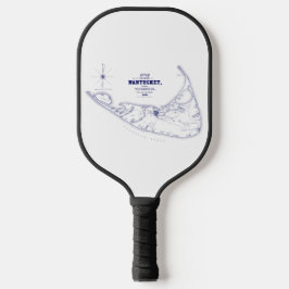 Nantucket Island MA  Map Navy Blue Pickleball Paddle