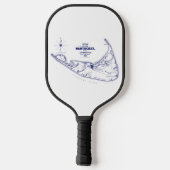 Nantucket Island MA  Map Navy Blue Pickleball Paddle (Achterkant)