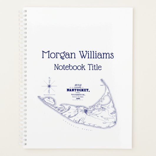 Nantucket Island MA Map Navy Blue Planner (Voorkant)