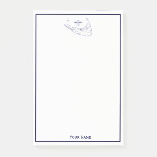 Nantucket Island MA Map Navy Blue Post-it® Notes (Voorkant)