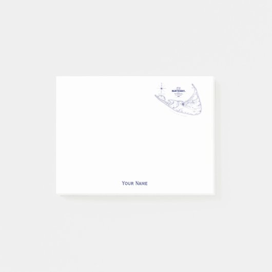 Nantucket Island MA Map Navy Blue Post-it® Notes (Voorkant)