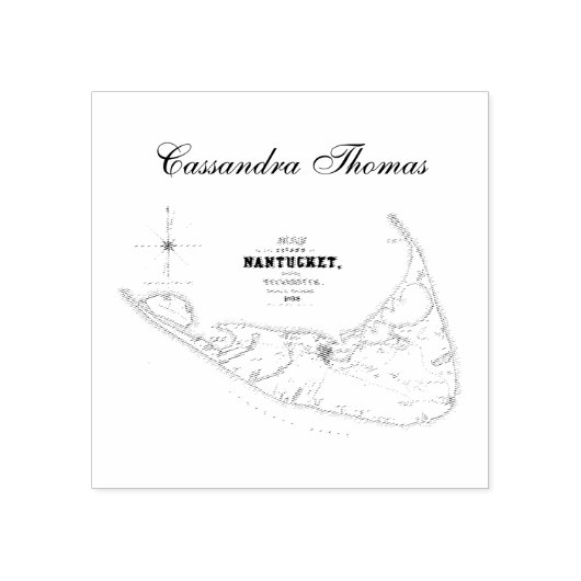Nantucket Island MA  Map Navy Blue Rubberstempel (Afrduk)