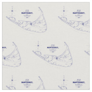 Nantucket Island MA Map Navy Blue Stof