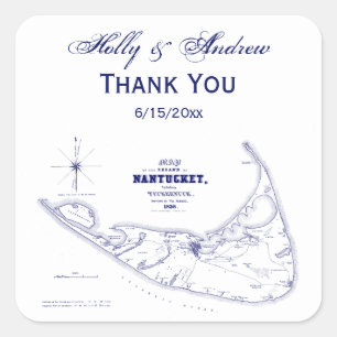 Nantucket Island MA Map Navy Blue Vierkante Sticker