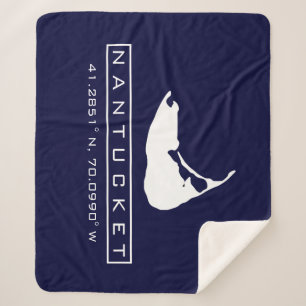 Nantucket Island Map Logo Fuzzy Sherpa Blanket Deken