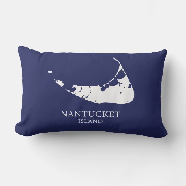 Nantucket Island Map navy blue Lumbar Pillow Kussen (Voorkant)