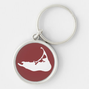 Nantucket Island Map Sleutelhanger in White & Red