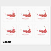 Nantucket Island Wedding Nantucket Red Vierkante Sticker (Vel)