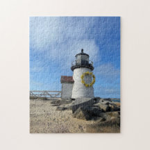 Nantucket Lighthouse met lente Wreath