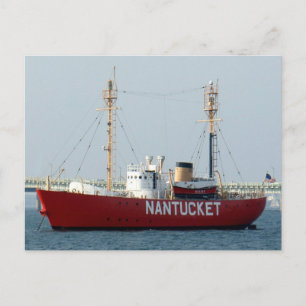 Nantucket MA Cape Cod Boat in Harbour Post Card Briefkaart