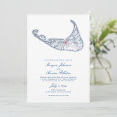 Nantucket MA Carte Élégant Mariage bleu marine (Debout devant)