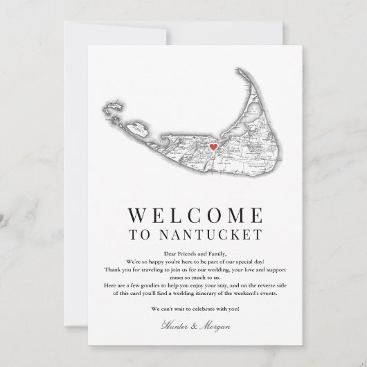 Nantucket MA Mariage Programme de Bienvenue Noir B (Devant)