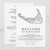 Nantucket MA Mariage Programme de Bienvenue Noir B (Devant / Derrière)