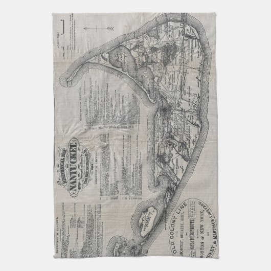  Nantucket Map Theedoek (Verticaal)