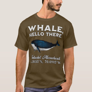 Nantucket Massachusets Walvis Hallo Daar Coördinat T-shirt