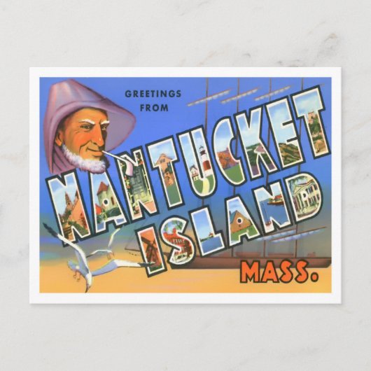 Nantucket, Massachusetts Big Letters Briefkaart (Voorkant)