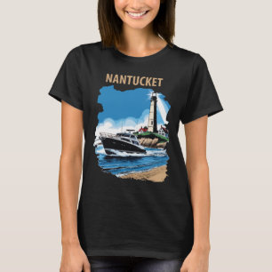 Nantucket Massachusetts Licht Retro Reis T-shirt