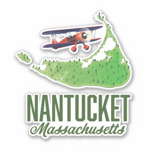 Nantucket Massachusetts Map Sticker (Voorkant)