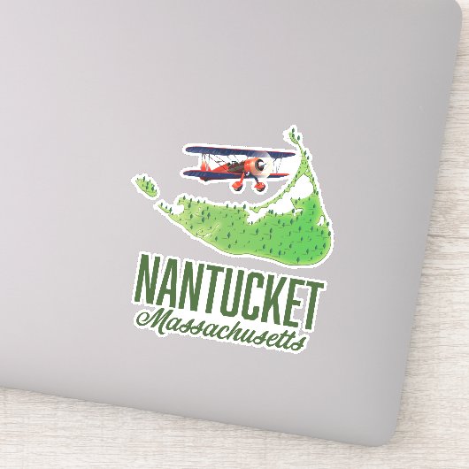 Nantucket Massachusetts Map Sticker (Detail)