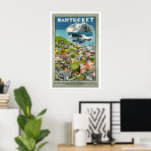 Nantucket Massachusetts Vintage Travel Poster (Bureau à domicile)