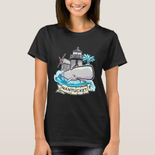 Nantucket Massachusetts Whale met vuurtoren en T-shirt