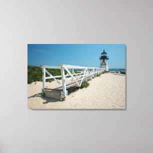 Nantucket. Oude Houten Vuurtoren Canvas Afdruk