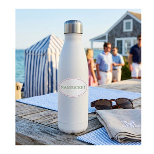 Nantucket Oval Roze & Groen Preppy Kuststijl Sticker