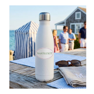 Nantucket Oval Roze & Groen | Preppy Kuststijl Sticker