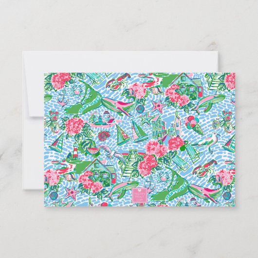 Nantucket Preppy Palm Beach Pattern Monogrammed Bedankkaart (Achterkant)