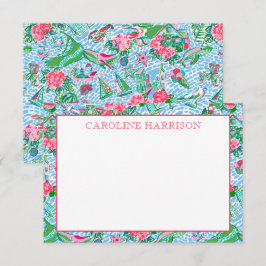 Nantucket Preppy Palm Beach Pattern Monogrammed Bedankkaart