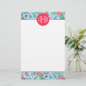 Nantucket Preppy Palm Beach Pattern Monogrammed Briefpapier (Staand voorkant)