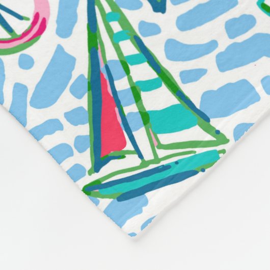 Nantucket Preppy Palm Beach Pattern Monogrammed Fleece Deken (Hoek)