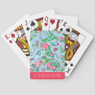 Nantucket Preppy Palm Beach Print gepersonaliseerd Pokerkaarten