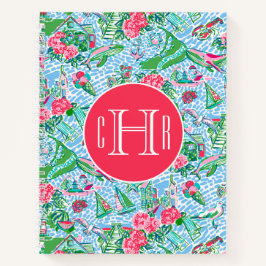 Nantucket Preppy Palm Beach Print Monogrammed Notitieboek
