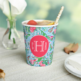Nantucket Preppy Palm Beach Print Monogrammed Papieren Bekers