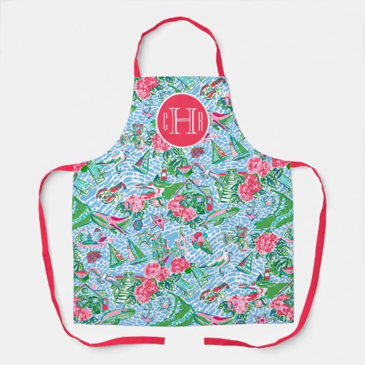 Nantucket Preppy Palm Beach Print Monogrammed Schort (Voorkant)