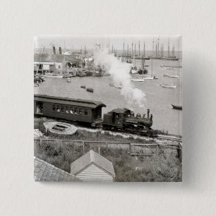 Nantucket Railroad Vierkante Button 5,1 Cm