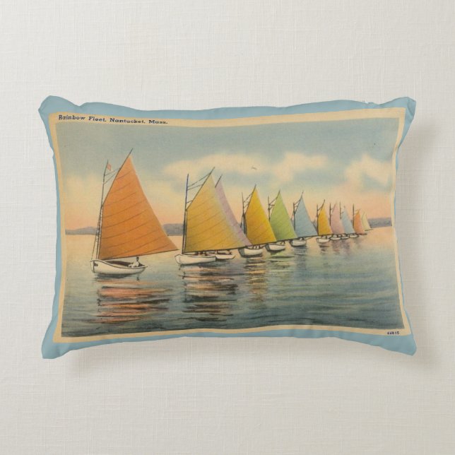 Nantucket  Rainbow Fleet Pillow 3 Decoratief Kussen (Voorkant)