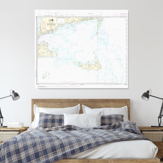 Nantucket Sound and Approaches Nautical Chart 1323 Canvas Afdruk (Insitu (Slaapkamer))