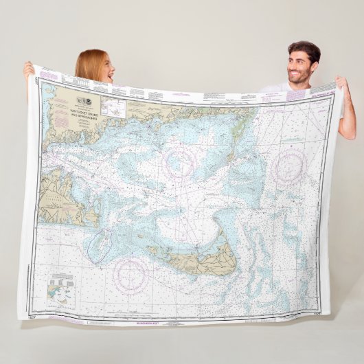 Nantucket Sound and Approaches Nautical Chart 1323 Fleece Deken (In situ)