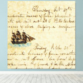 Nantucket Walvisvaart Scheepslogboek 1841 Canvas Afdruk (Insitu (Houten vloer))