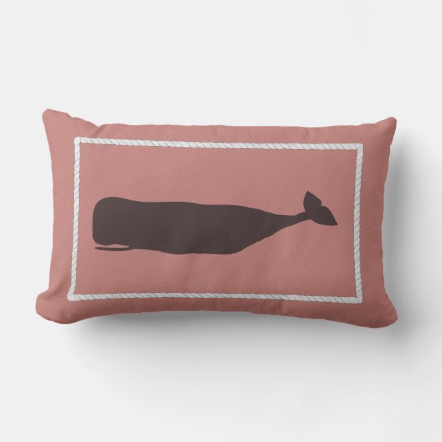 Nantucket Whale Nautical Pillow in Faded Red Kussen (Voorkant)